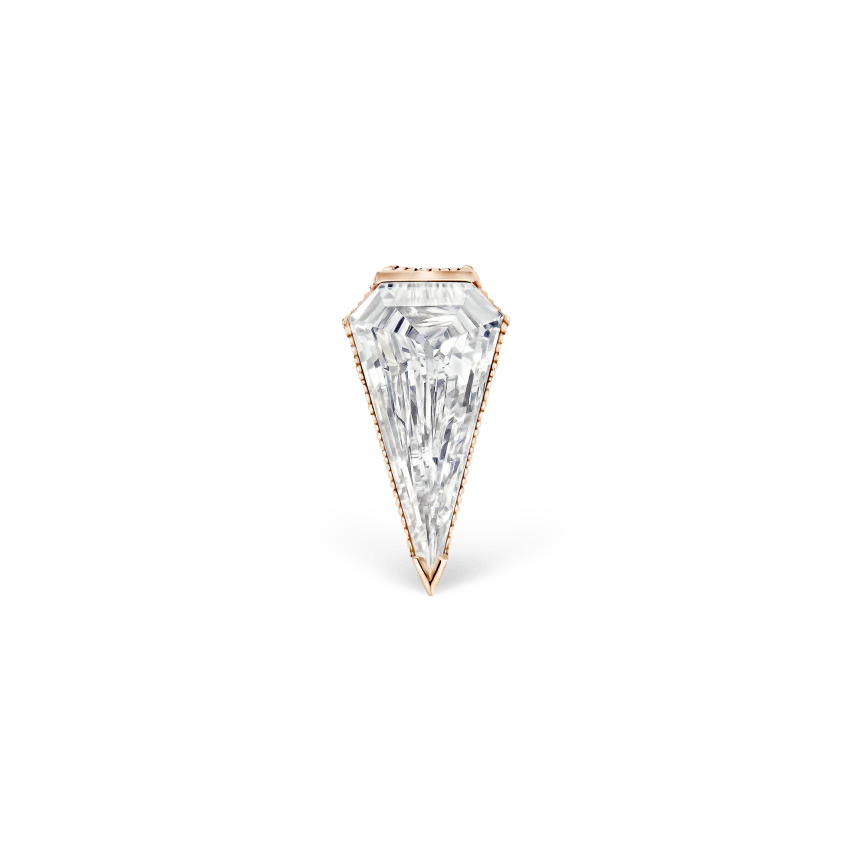 Engraved Silhouette Diamond Threaded Stud Earring - Image 9