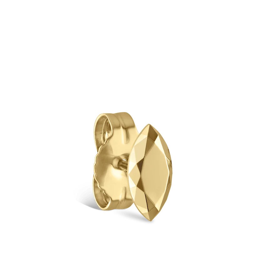 Faceted Gold Marquise Stud Earring - Image 5