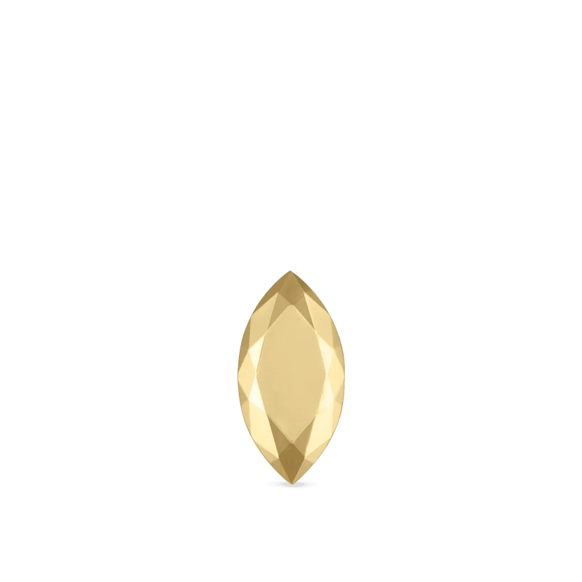 Faceted Gold Marquise Stud Earring - Image 6
