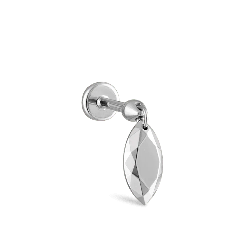 Faceted Gold Marquise Threaded Charm Earring - Image 11