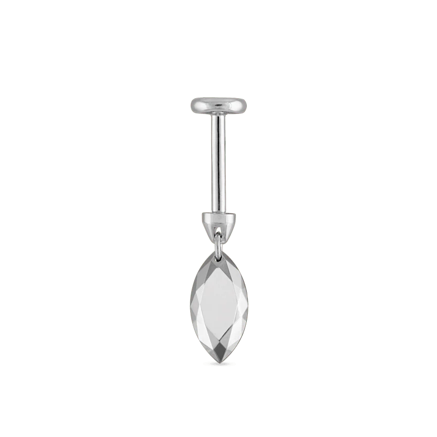Faceted Gold Marquise Threaded Charm Earring - Image 12