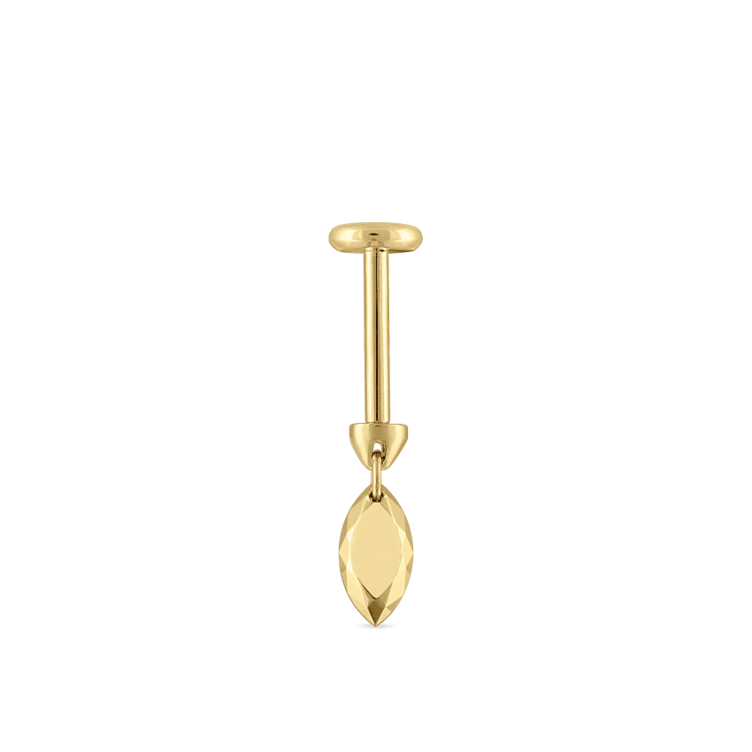 Faceted Gold Marquise Threaded Charm Earring - Image 19