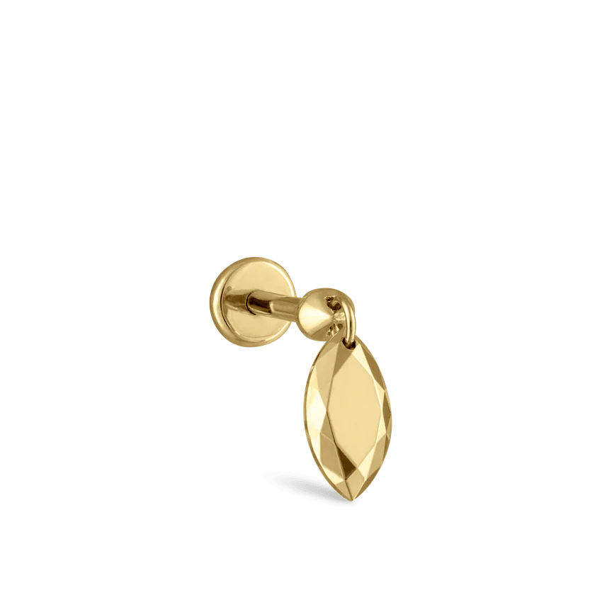Faceted Gold Marquise Threaded Charm Earring - Image 21
