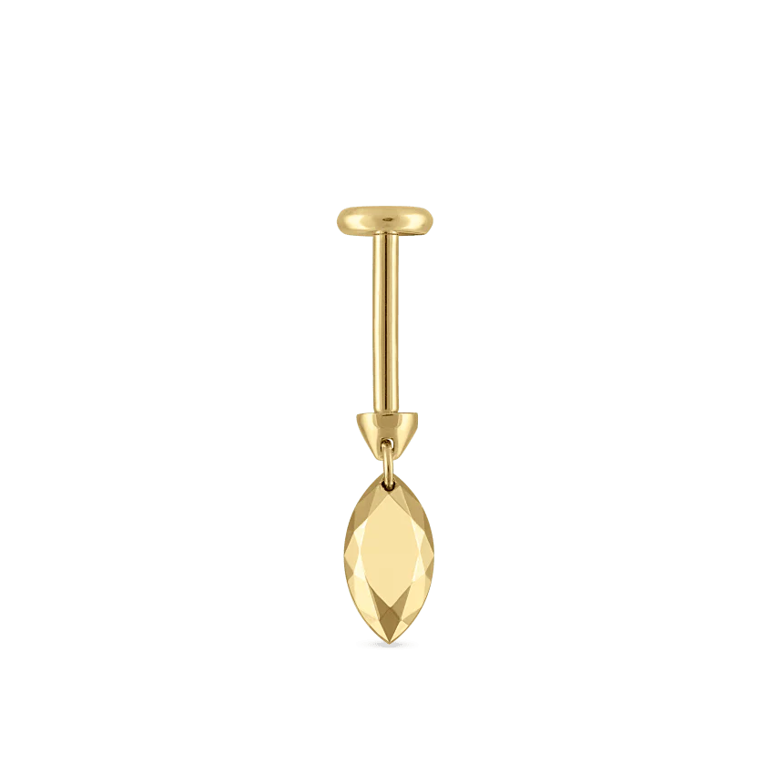 Faceted Gold Marquise Threaded Charm Earring - Image 22