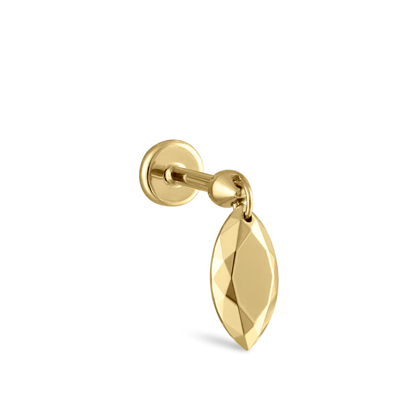 Faceted Gold Marquise Threaded Charm Earring - Image 26