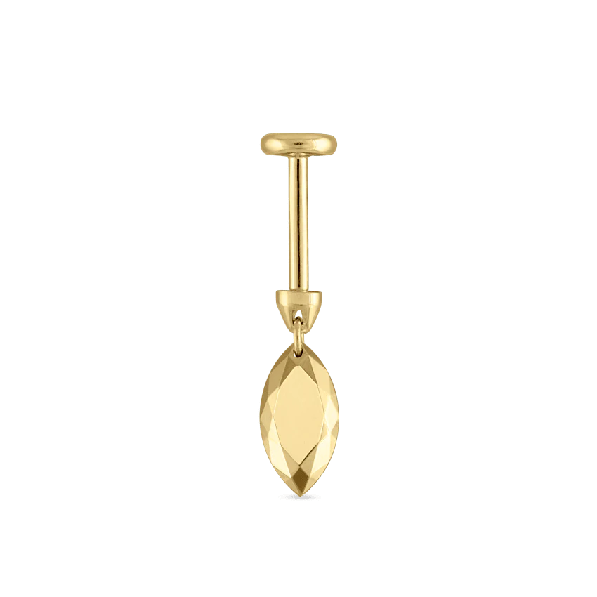 Faceted Gold Marquise Threaded Charm Earring - Image 27