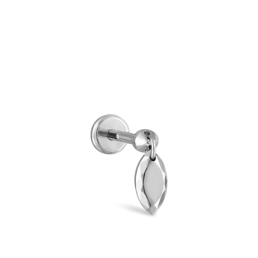 Faceted Gold Marquise Threaded Charm Earring - Image 3