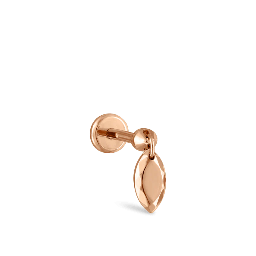 Faceted Gold Marquise Threaded Charm Earring - Image 33