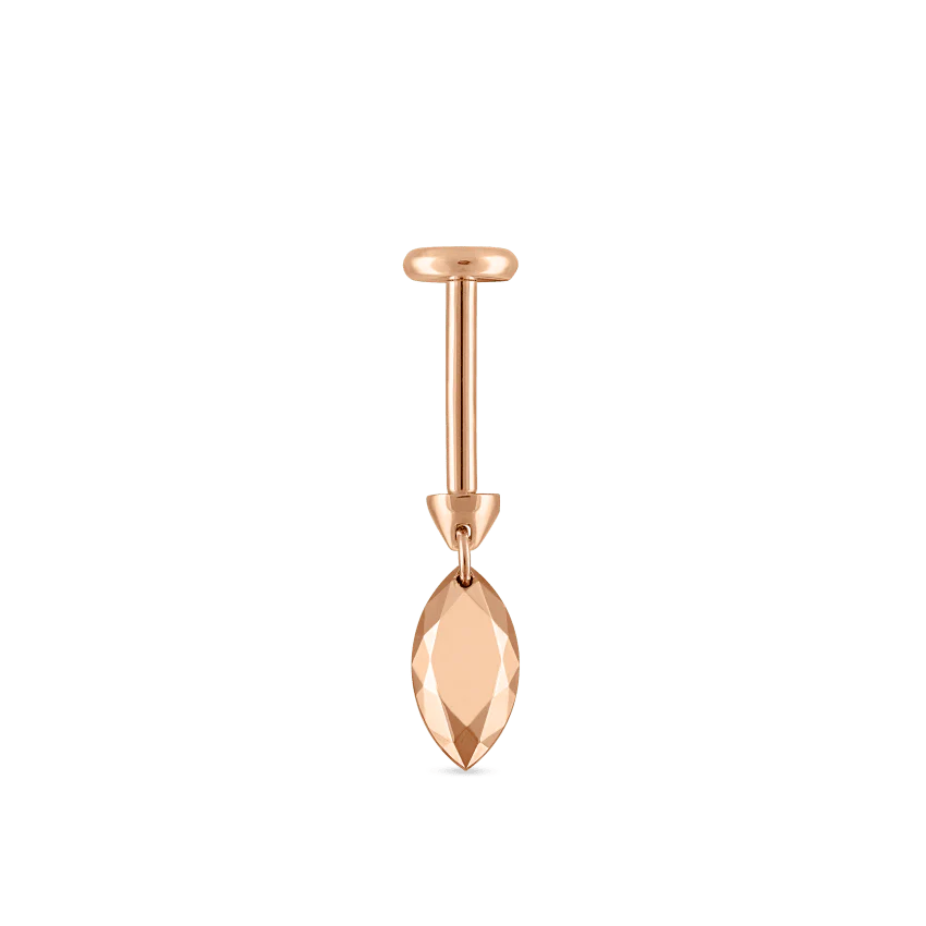 Faceted Gold Marquise Threaded Charm Earring - Image 37