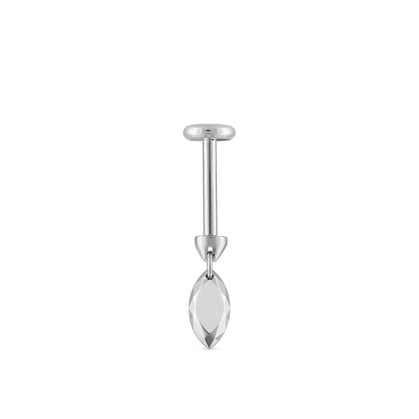 Faceted Gold Marquise Threaded Charm Earring - Image 4
