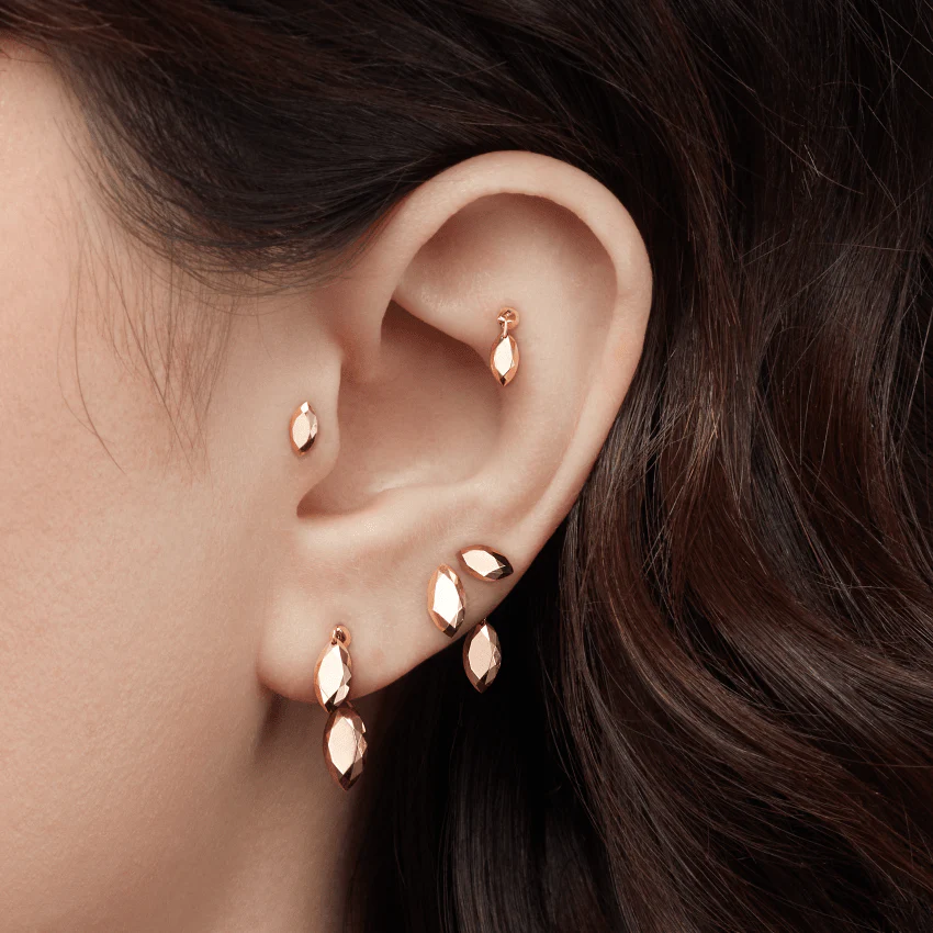 Faceted Gold Marquise Threaded Charm Earring - Image 47