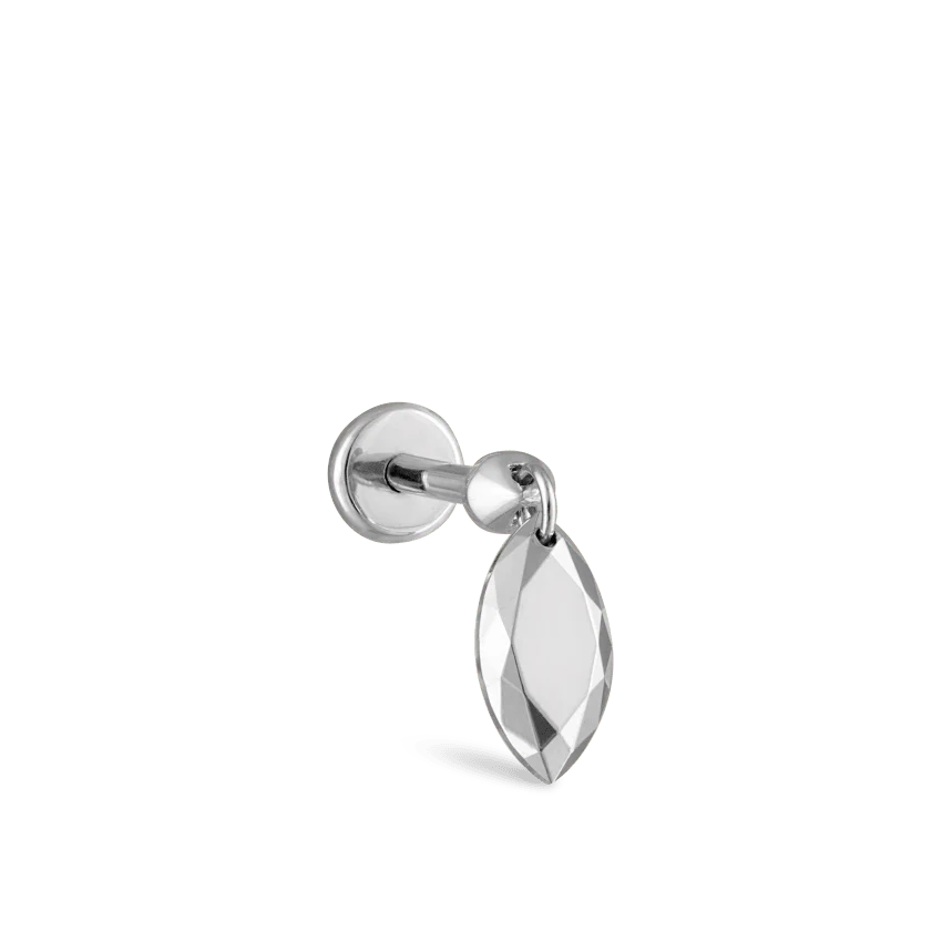 Faceted Gold Marquise Threaded Charm Earring - Image 6