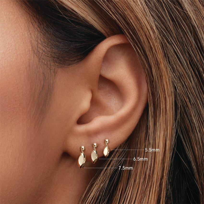 Faceted Gold Marquise Threaded Charm Earring - Image 9