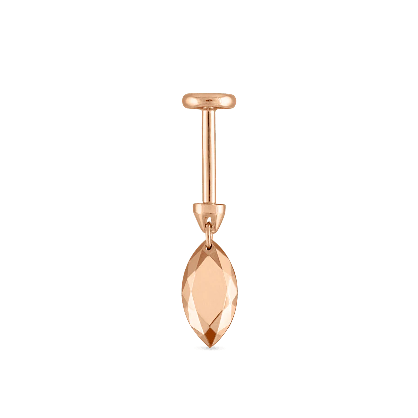 Faceted Gold Marquise Threaded Charm Earring With Titanium Backing - Image 42