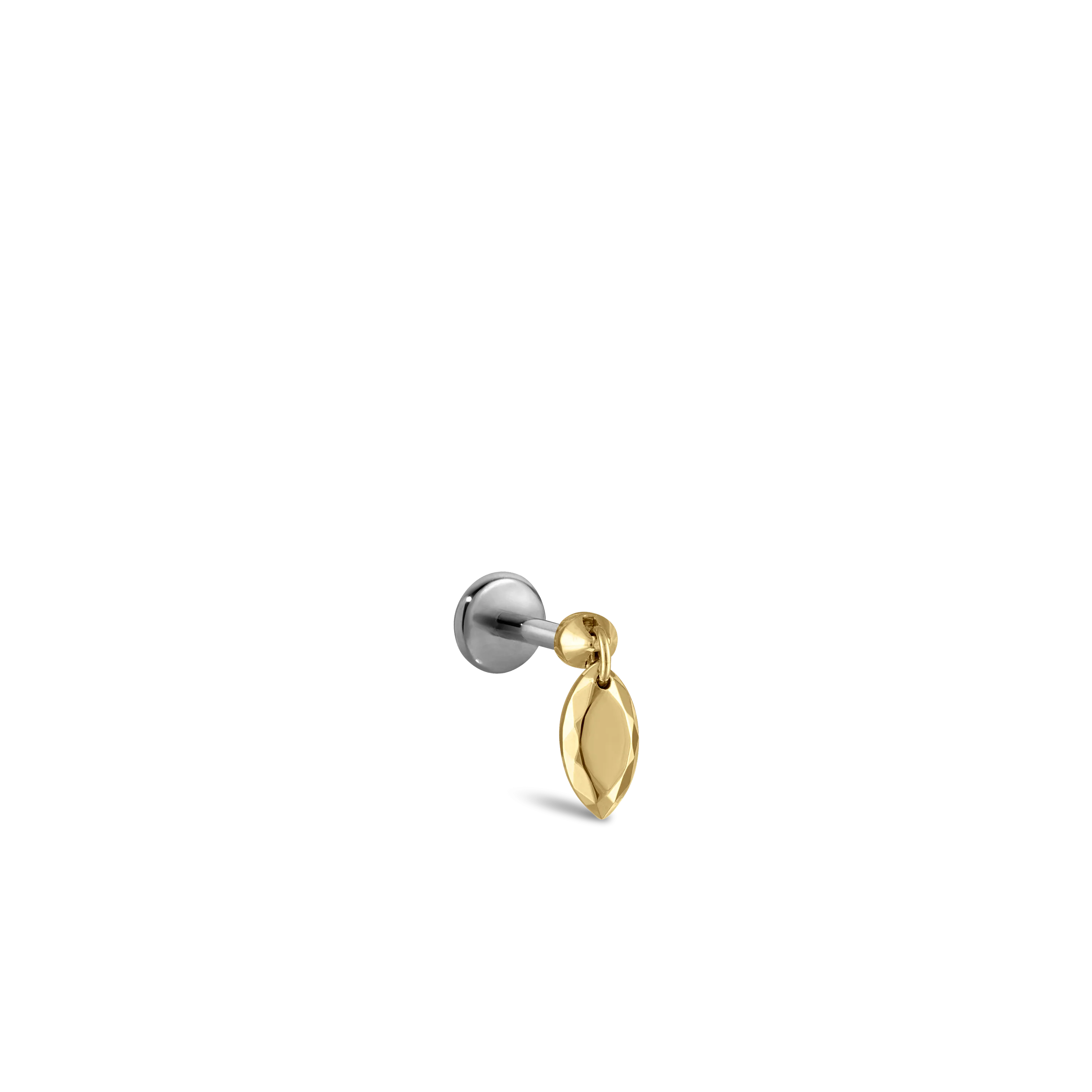 Faceted Gold Marquise Threaded Charm Earring With Titanium Backing - Image 48