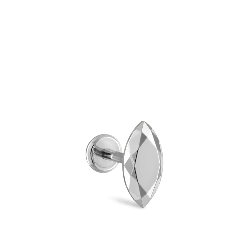 Faceted Gold Marquise Threaded Stud Earring - Image 14