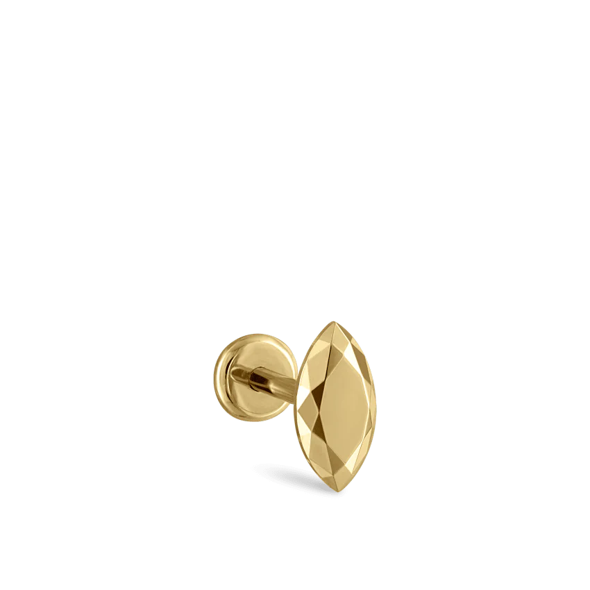 Faceted Gold Marquise Threaded Stud Earring - Image 22