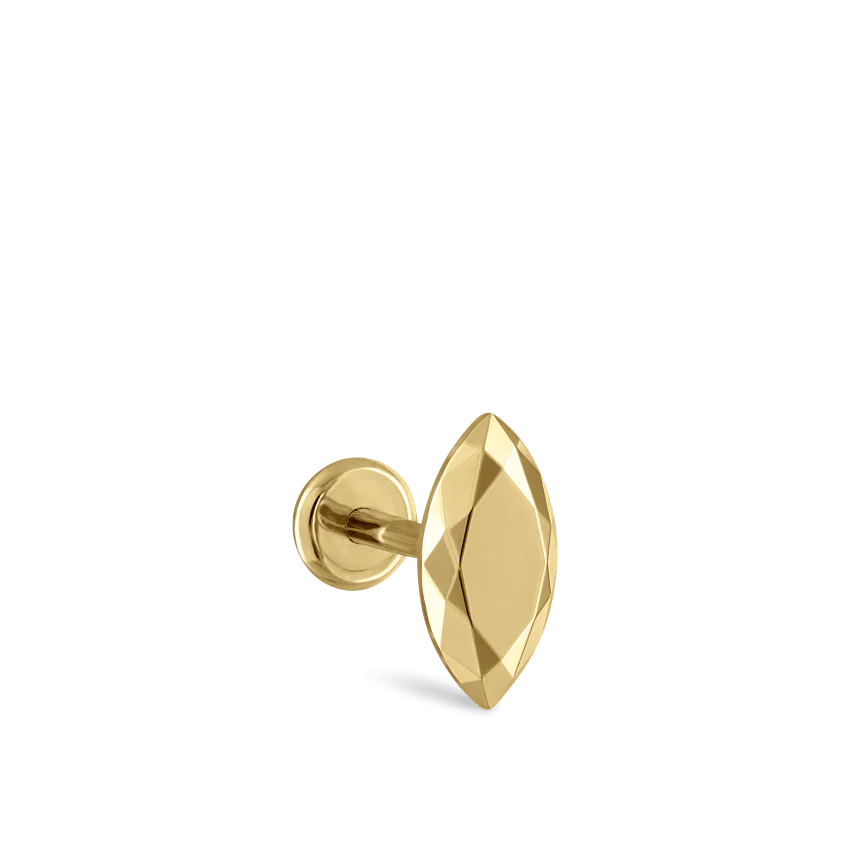 Faceted Gold Marquise Threaded Stud Earring - Image 28