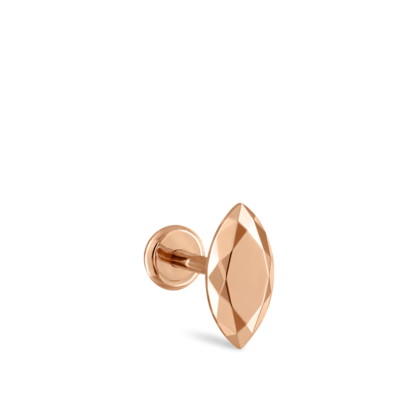 Faceted Gold Marquise Threaded Stud Earring - Image 42