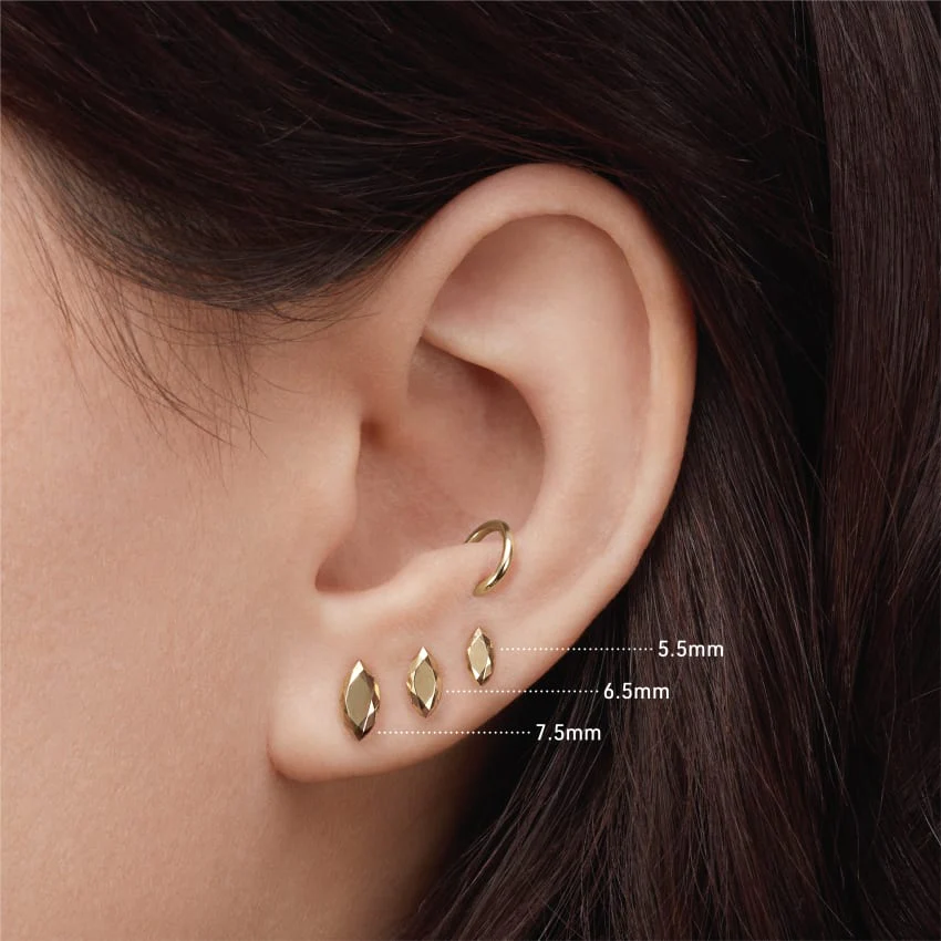 Faceted Gold Marquise Threaded Stud Earring With Titanium Backing - Image 11