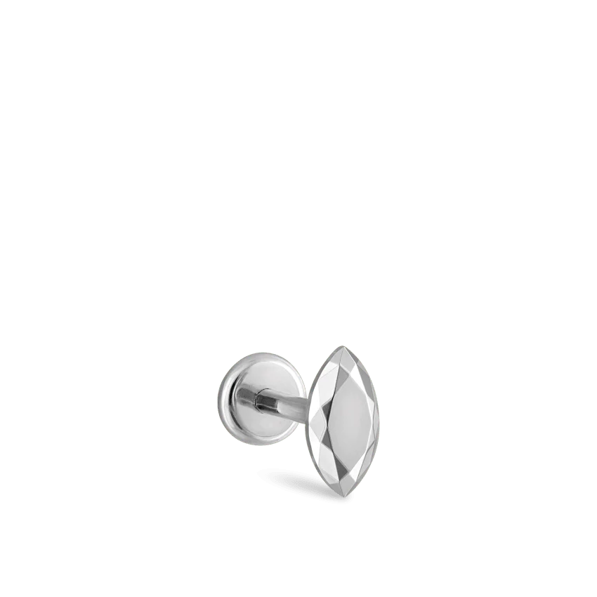 Faceted Gold Marquise Threaded Stud Earring With Titanium Backing - Image 3