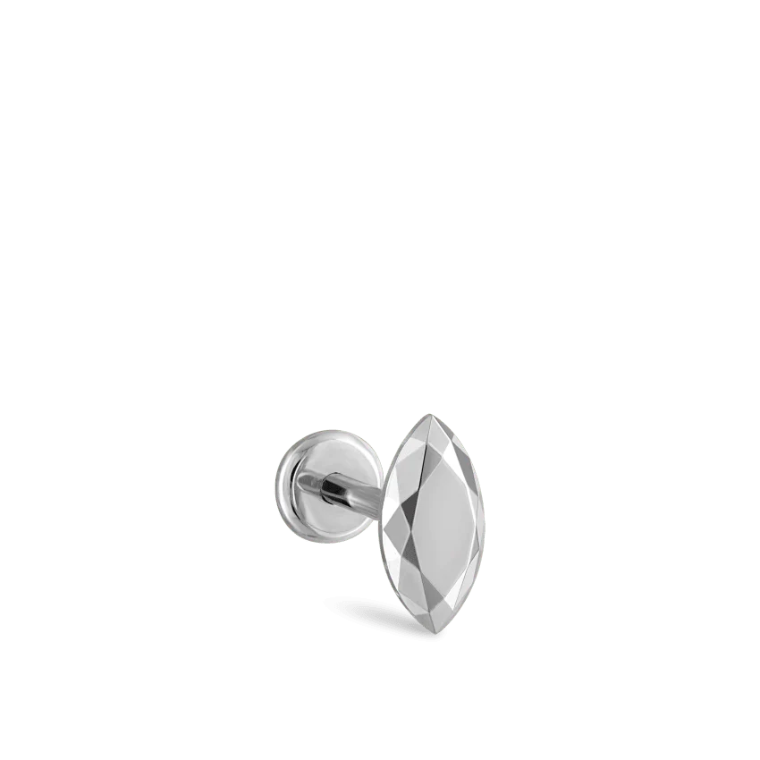 Faceted Gold Marquise Threaded Stud Earring With Titanium Backing - Image 8