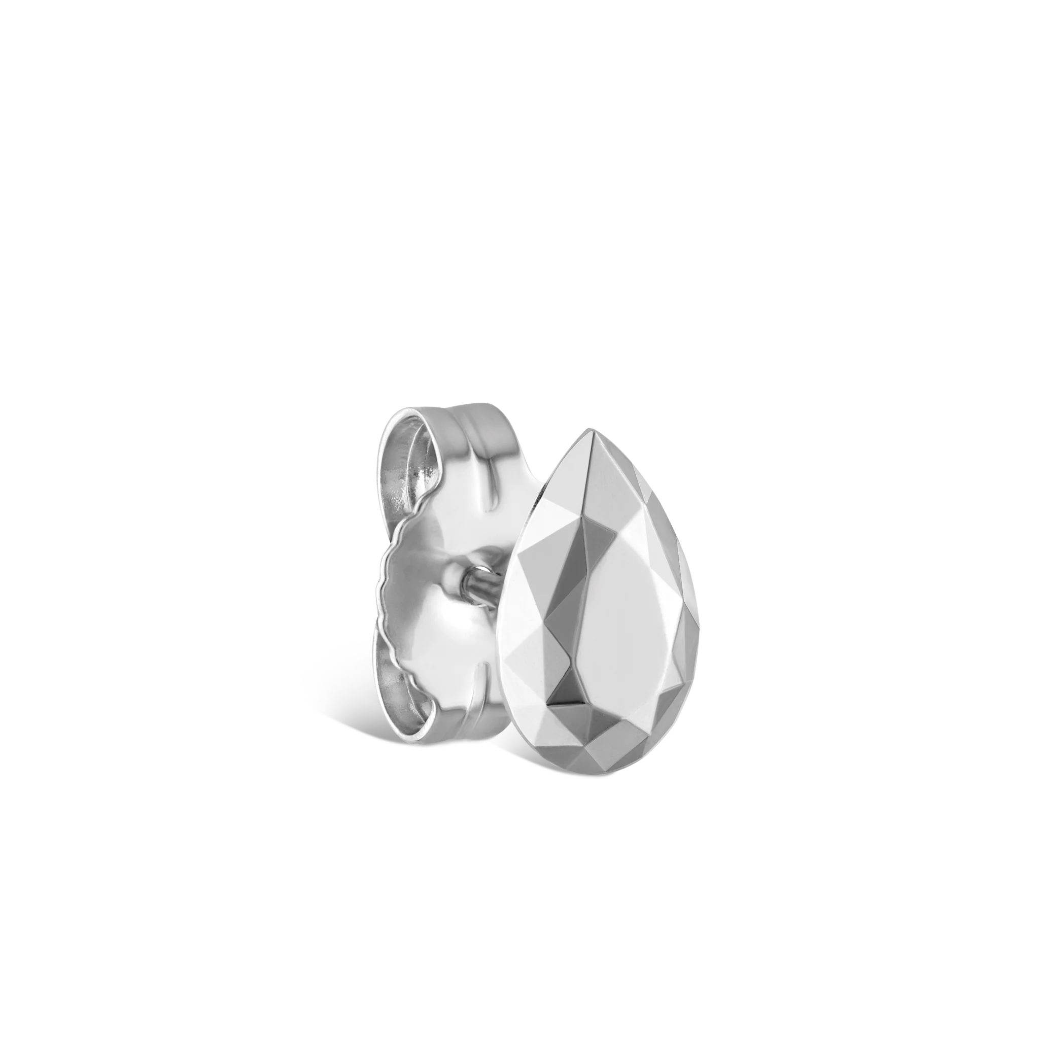 Faceted Gold Pear Stud Earring - Image 10