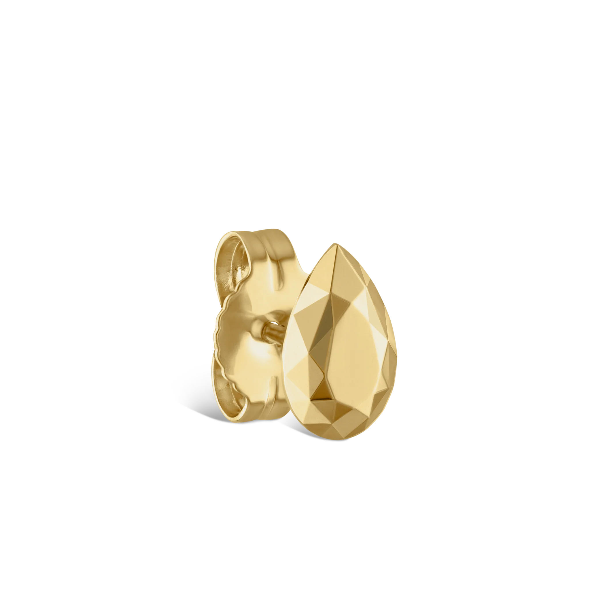 Faceted Gold Pear Stud Earring - Image 11
