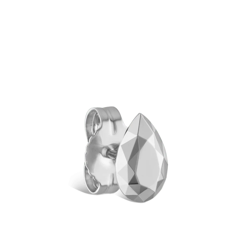 Faceted Gold Pear Stud Earring - Image 3