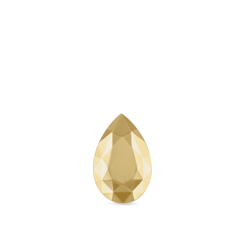 Faceted Gold Pear Stud Earring - Image 6