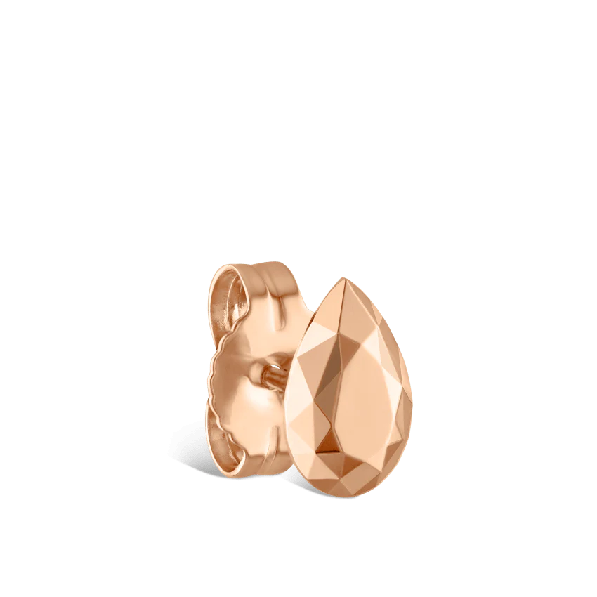 Faceted Gold Pear Stud Earring - Image 7
