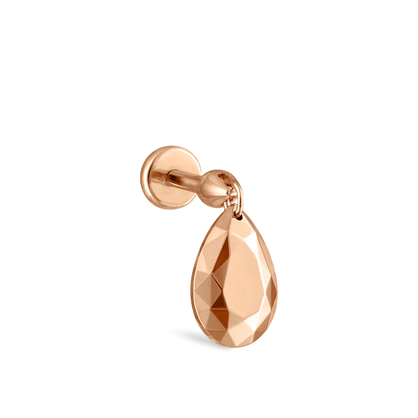 Faceted Gold Pear Threaded Charm Earring With Titanium Backing - Image 39