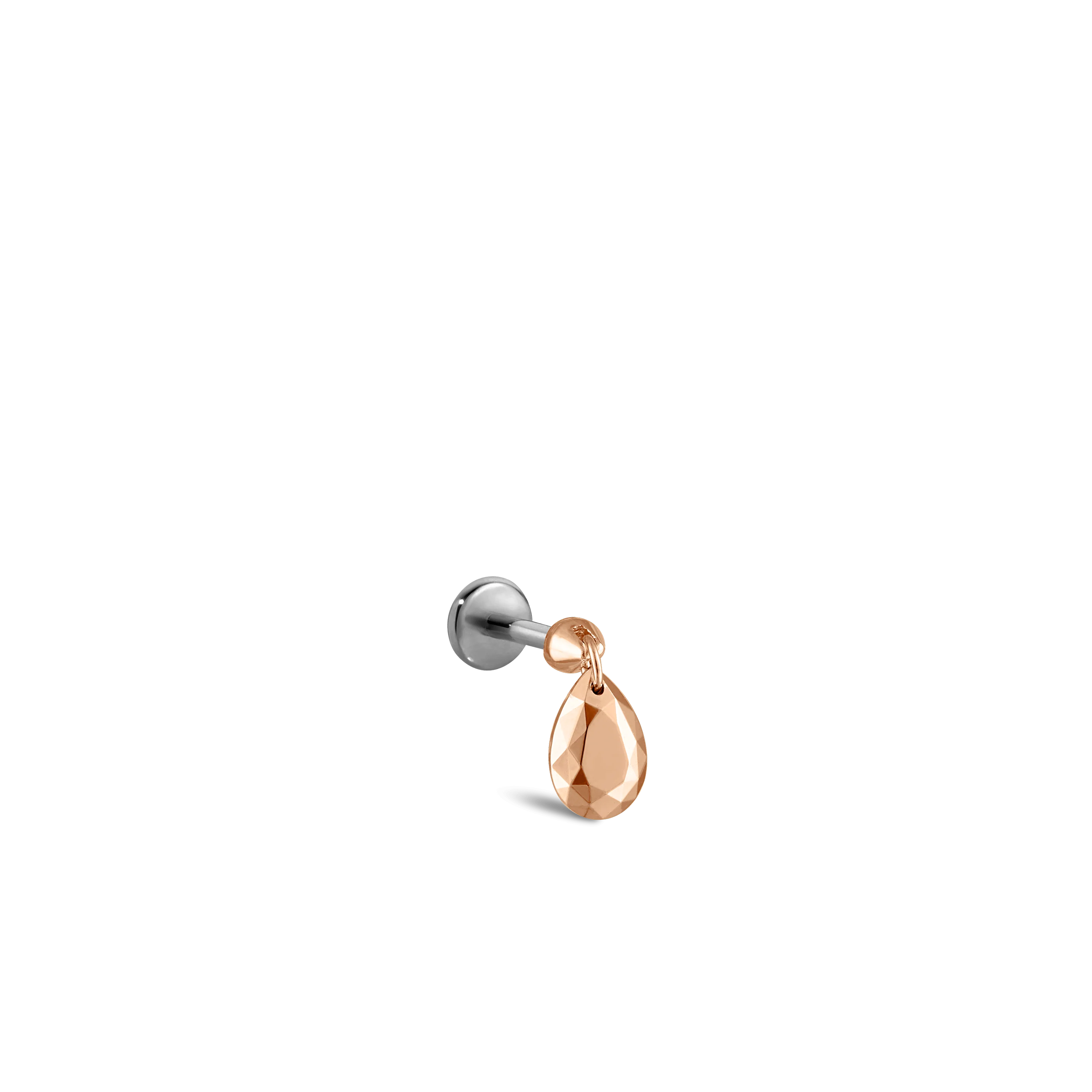 Faceted Gold Pear Threaded Charm Earring With Titanium Backing - Image 48