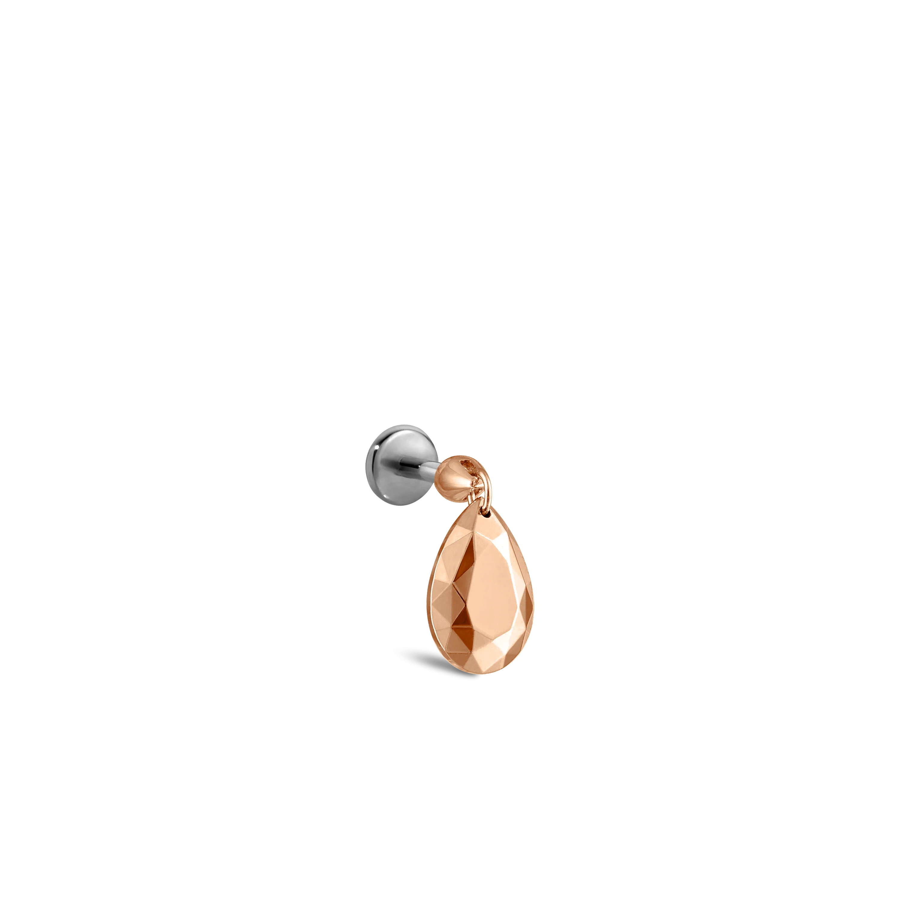 Faceted Gold Pear Threaded Charm Earring With Titanium Backing - Image 50