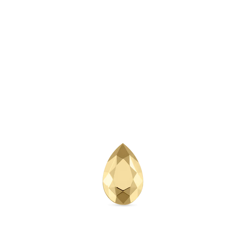 Faceted Gold Pear Threaded Stud Earring - Image 16