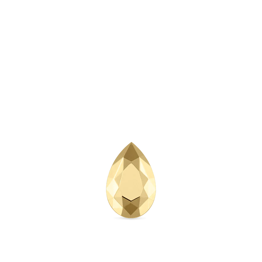 Faceted Gold Pear Threaded Stud Earring - Image 20