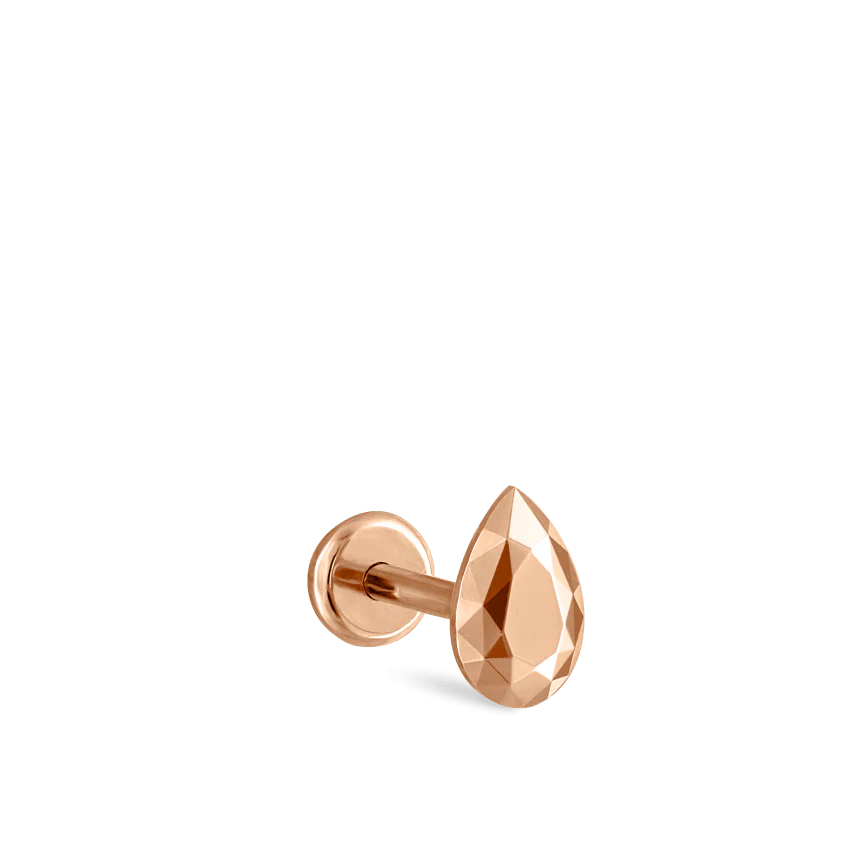 Faceted Gold Pear Threaded Stud Earring - Image 27