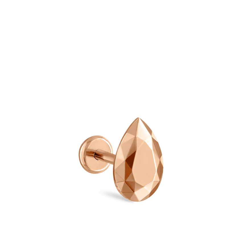 Faceted Gold Pear Threaded Stud Earring - Image 36