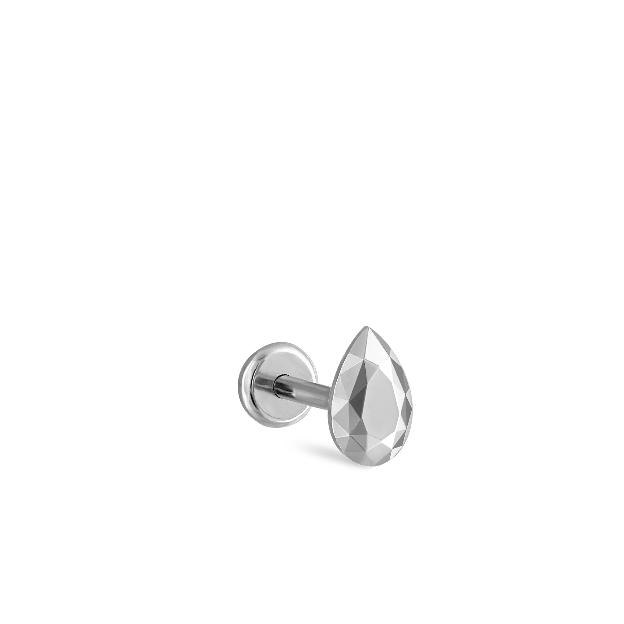 Faceted Gold Pear Threaded Stud Earring - Image 40