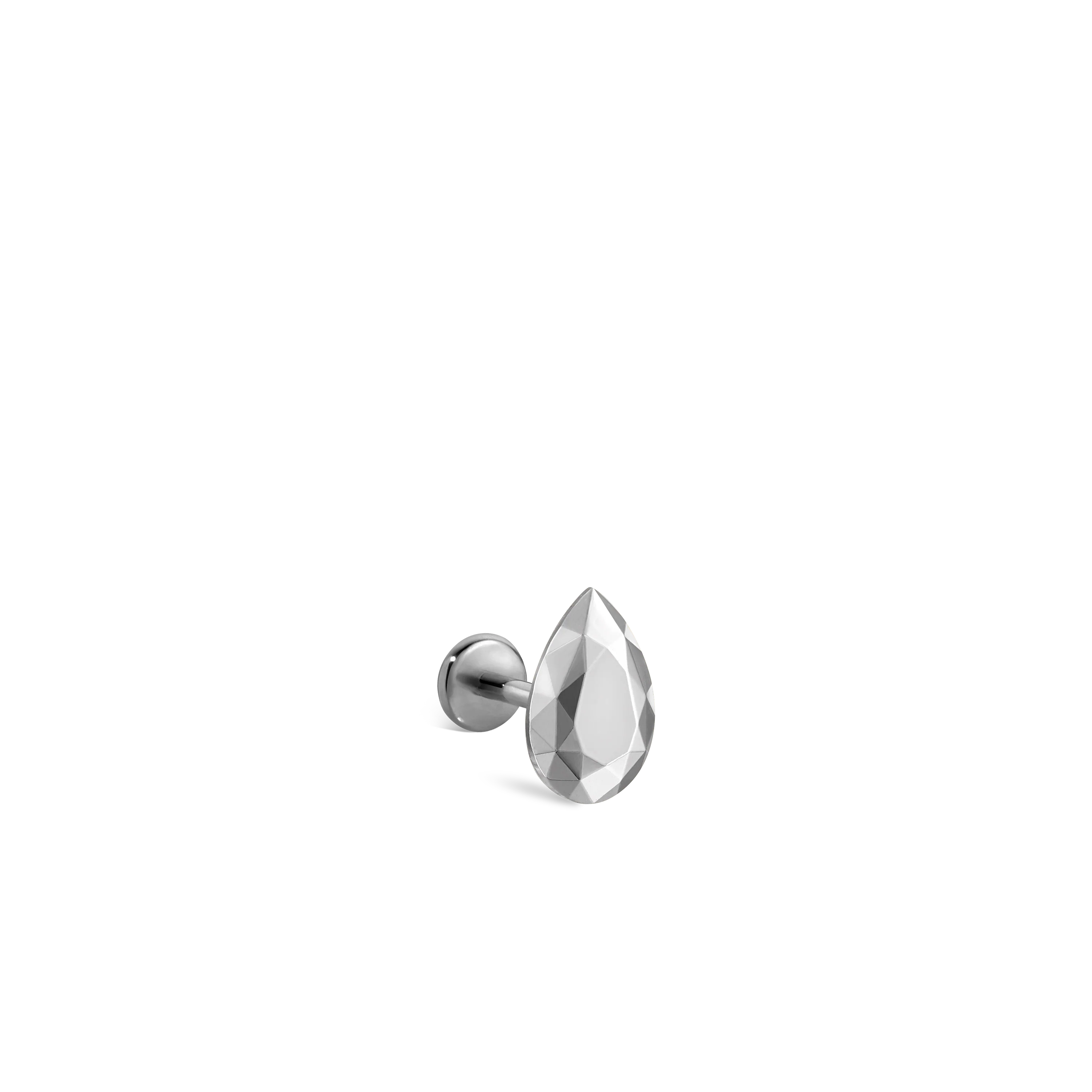 Faceted Gold Pear Threaded Stud Earring With Titanium Backing - Image 6