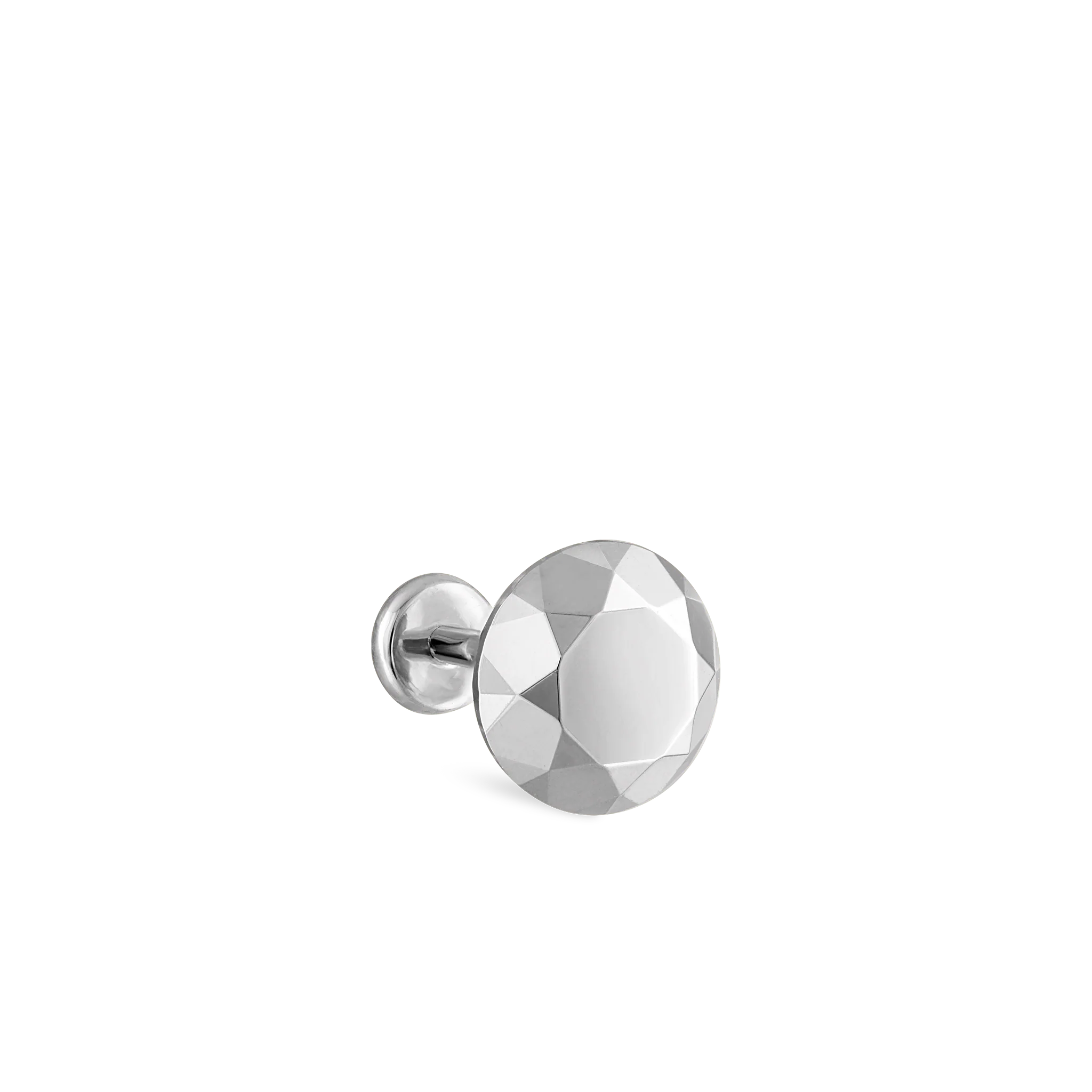 Faceted Gold Round Threaded Stud Earring - Image 10