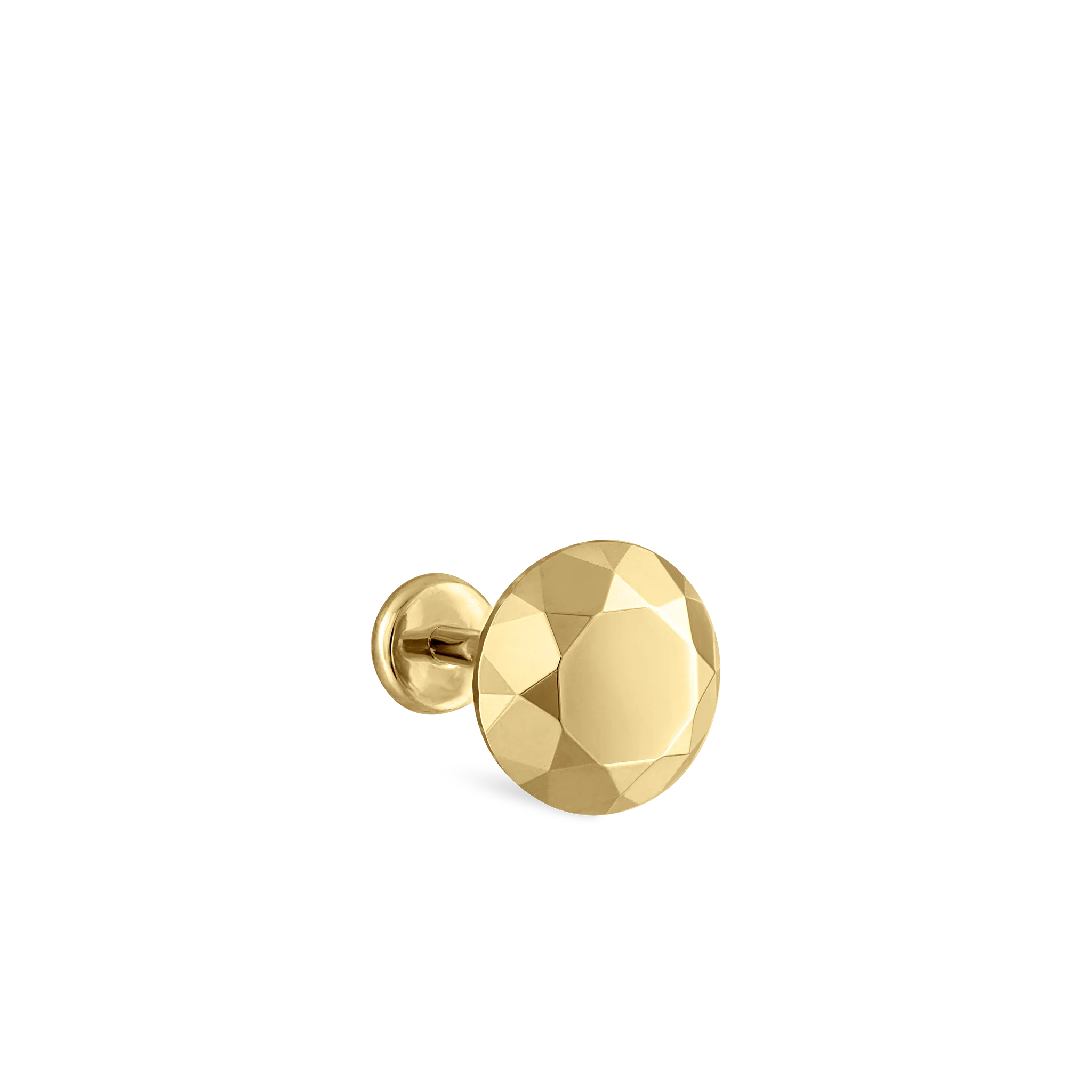 Faceted Gold Round Threaded Stud Earring - Image 11