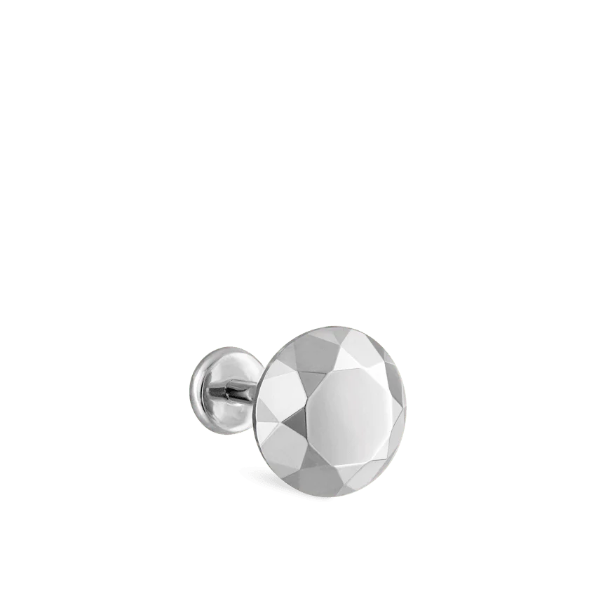 Faceted Gold Round Threaded Stud Earring - Image 3
