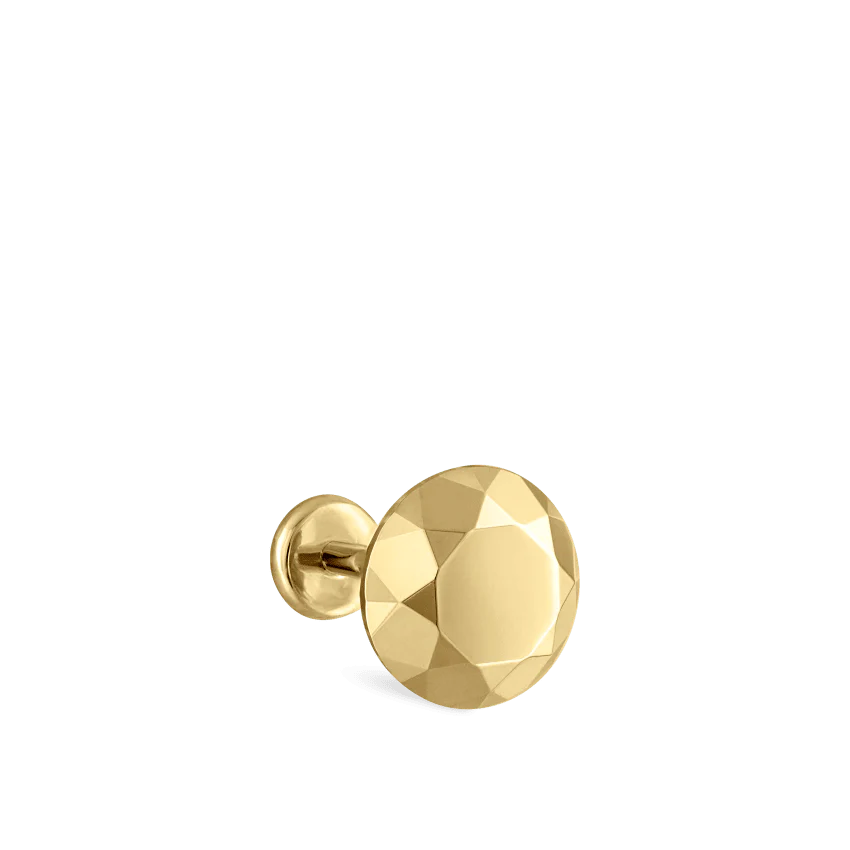 Faceted Gold Round Threaded Stud Earring - Image 5