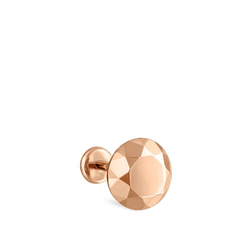 Faceted Gold Round Threaded Stud Earring With Titanium Backing - Image 7
