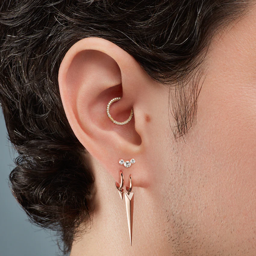 Faceted Single Short Spike Hoop Earring - Image 23