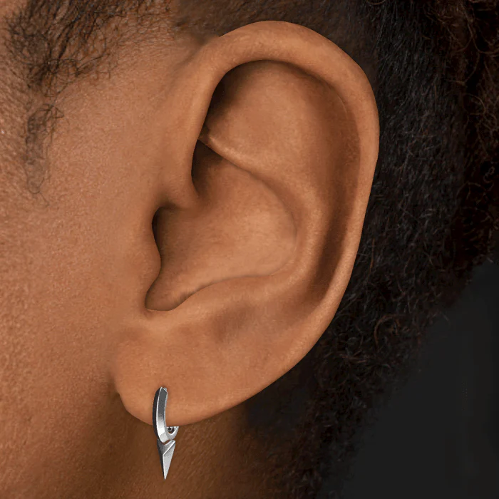 Faceted Single Short Spike Hoop Earring - Image 8