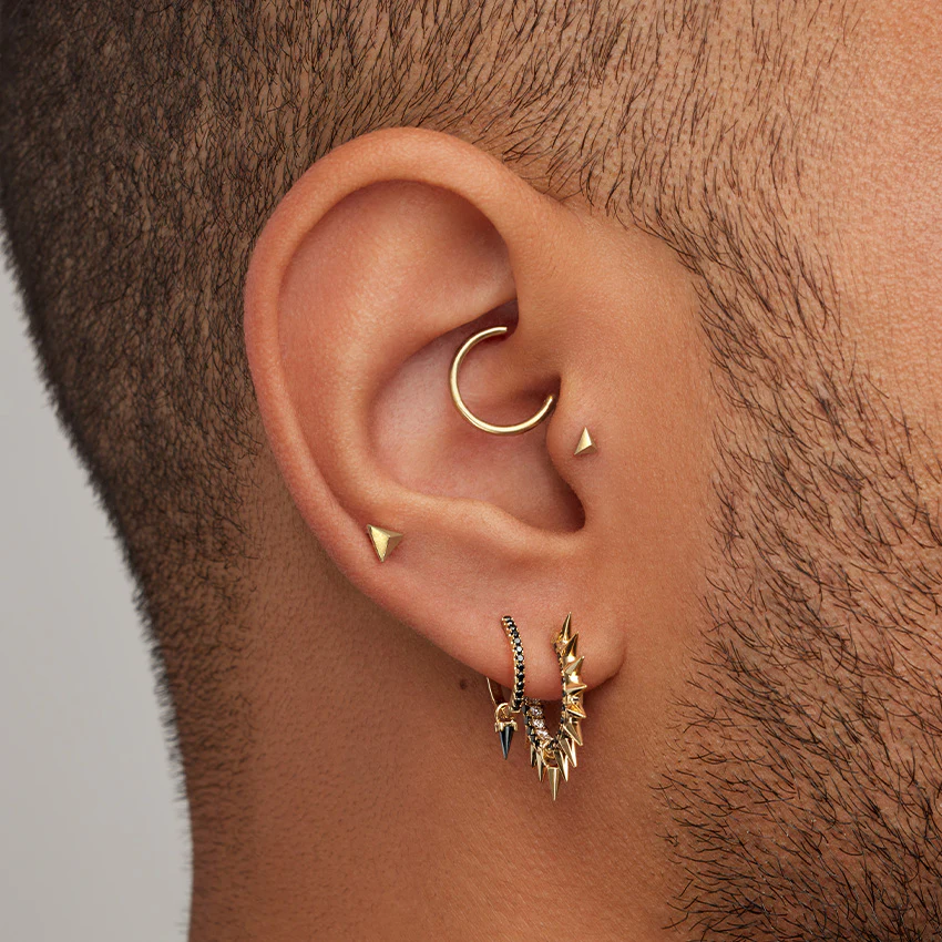 Faceted Triangle Threaded Stud Earring - Image 4