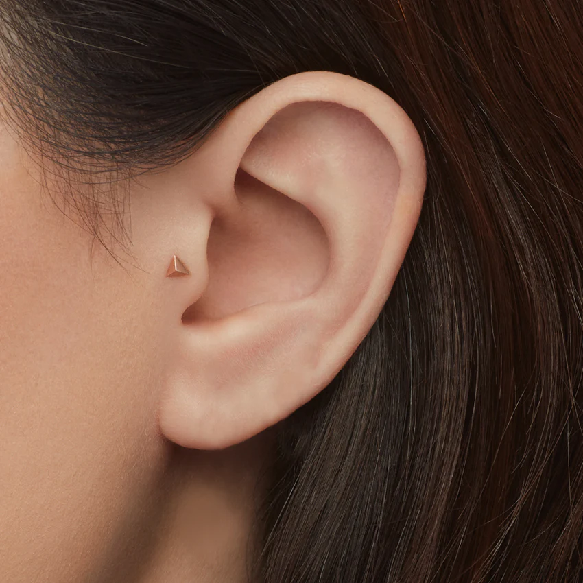 Faceted Triangle Threaded Stud Earring - Image 5