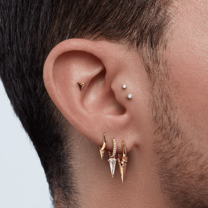 Faceted Triangle Threaded Stud Earring With Titanium Backing - Image 14
